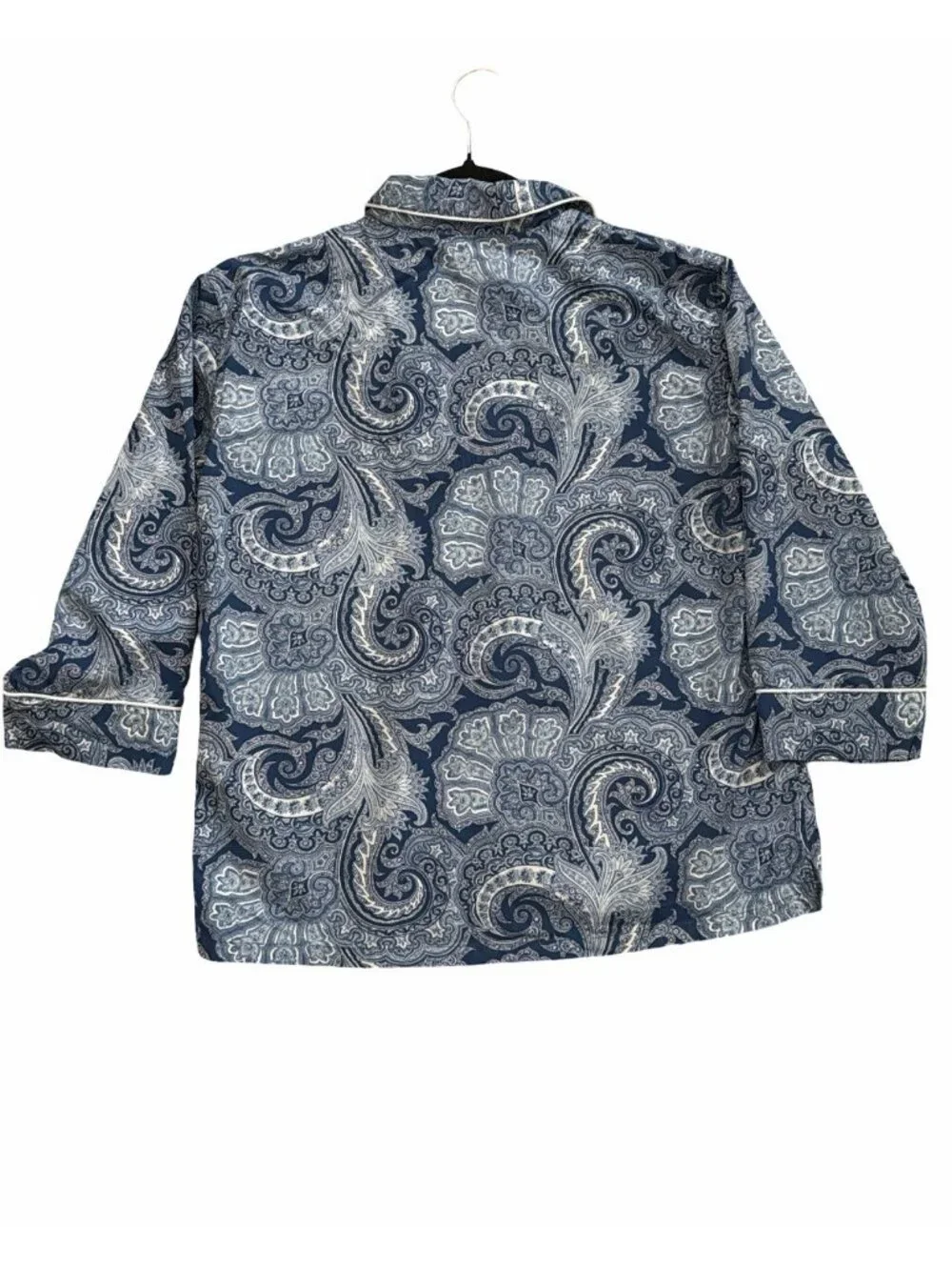 Lauren Ralph Lauren Womens Navy Paisley Sleep Shirt Petite Medium Pajama Top